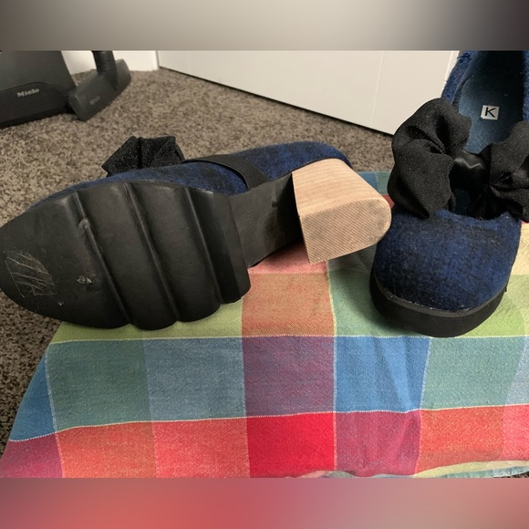 Navy blue and black chunky heels with bow size 8 - Picture 5 of 5